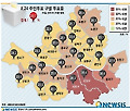 [그래픽] 8.24 주민투표 구별 투표율