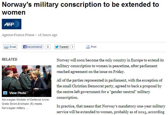 여군징병제를 실시한다는 노르웨이의 현실 | 인스티즈