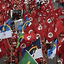 브라질 무토지 노동자 회원들의 시위 행진